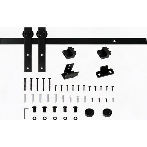 Kit porte coulissante rail 200 cm acier capacité 20 kg nero (1/5)