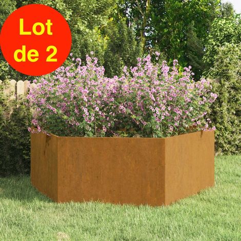 Lot de 2 Jardinières Acier Corten Hexagonale 138 X 138 X 45 cm. Aspect Rouille, Très tendance. Jardin, Patio, Balcon (1/5)