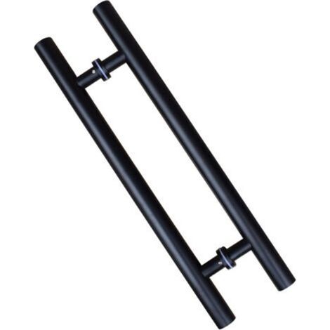 Schiebetürgriff, doppelseitig in H-Form, robuster Schwingtürgriff, schwarz, Länge 600 mm, Lochabstand 400 mm