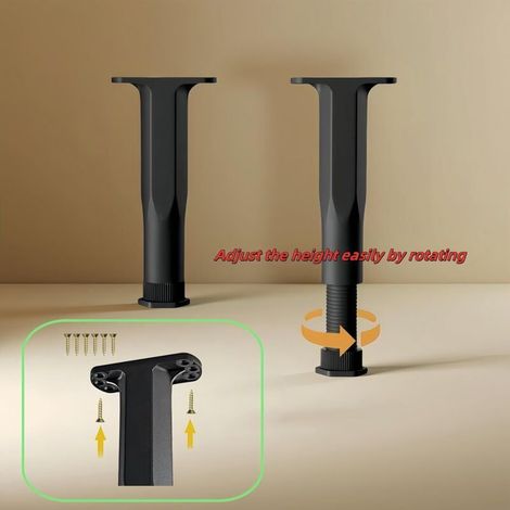 Pieds de support de lit réglables haute résistance pour lattes, cadres de lit, plates-formes, lits, 4 pièces