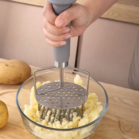 Machacador y prensador de patatas de doble función para cocina, Acero inoxidable (1/2)