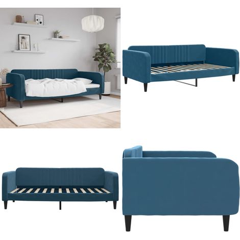vidaXL Lit de repos sans matelas bleu 100x200 cm velours