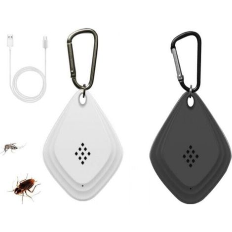 Répulsif Moustique Ultrason Portable Ultrasonique Anti-Moustique Tueur Électronique Anti-Moustique Chargement USB, Pratique et Portable pour Anti-Insecte Anti-Moustique(Blanc+Noir) (1/4)