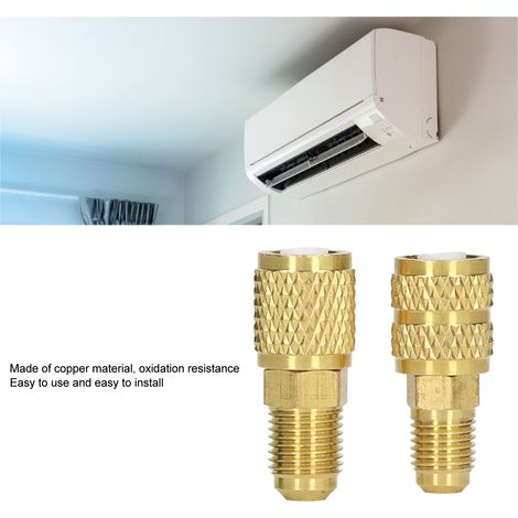 Ortviai Adaptateur Réfrigérant Cuivre pour R22 et R410 – M1/4 SAE x F5/16 SAE + M5/16 SAE x F1/4 SAE (1/4)