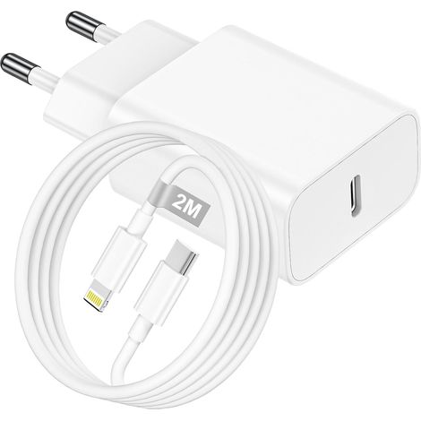 20W Chargeur Rapide pour iPhone 14/13/12/11/ Pro Max/XS/SE/X/iPad, [Certifié Apple MFi] Chargeur iPhone Rapide Chargeur iPhone Prise USB C Adaptateur Secteur et Câble USBC vers Lightning 2M (1/5)
