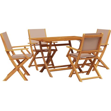 Maison Exclusive - Set da Pranzo da Giardino 5 pz Tortora Tessuto e Legno Massello
