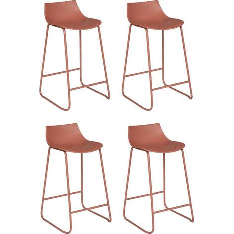 Atmosphera – Lot de 4 tabourets de bar 82cm – Assise en polypropylène – Repose-pieds intégré – Couleur terracotta – Montage facile (1/5)