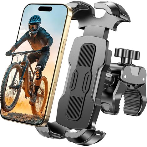 Support Telephone Velo, Rotation 360° Support Téléphone Moto, Verrouillage Sûr Porte Téléphone Vélo, Support Telephone Trotinette Electrique pour Smartphones 4.7"-6.9" (1/5)