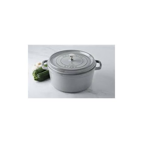 STAUB- Cocotte en Fonte Émaillée avec Couvercle, Tous feux dont induction, 5 à 7 personnes, Ronde, 28 cm, 6,70 L, 7,7 kg, Gris Graphite (1/3)