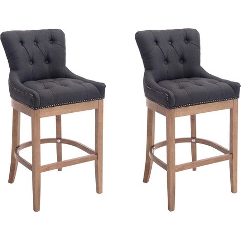 Set 2 sgabelli Lakewood in tessuto grigio scuro antico chiaro