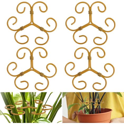 Support pour tiges de plantes - Support de croissance verticale pour plantes grimpantes et plantes d'intérieur - Lot de 4 - Support de tige et treillis en fer pour une utilisation intérieure et extéri (1/5)
