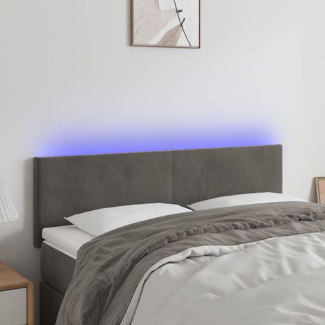 vidaXL Testiera a LED Grigio Scuro 144x5x78/88 cm in Velluto