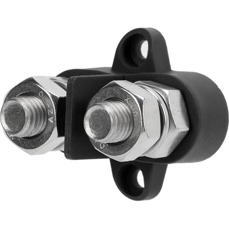 Bornier de distribution d'alimentation M10 3/8 po à double goujon isolé pour voiture, remorque, bateau, 48 V CC, noir (1/5)