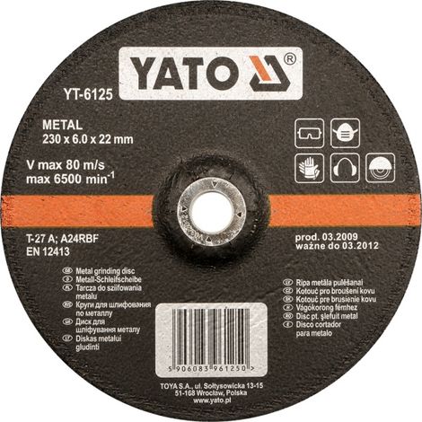YATO YT-6124 - de metal 125x6.0x22mm roue abrasive