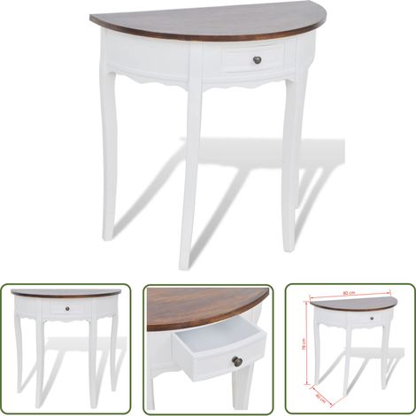 The Living Store Konsolentisch mit Schublade und Brauner Tischplatte Halbrund - Konsolentisch - Beistelltisch - Sideboard - Wohnraummöbel - Holztisch (1/5)