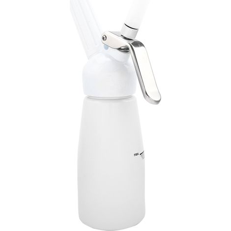 Distributeur de crème chantilly 250ml en aluminium rouge, pistolet fouetteur portable pour dessert, mousseur à lait blanc, lot de 1 (1/5)