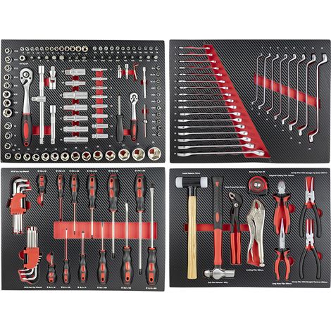 JBM43708R Set de 4 módulos EVA carbono para carro de herramientas - rojo