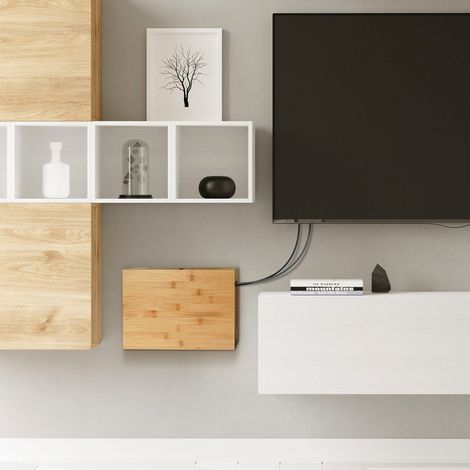 Bamboo Cable Storage Box with Lid - Cable Management (1/5)