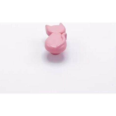 Pomolo rosa a forma di gatto in goffrato fine 27x56x24mm - 427G Animalier (1/2)