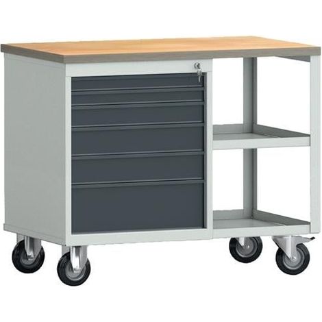 KLW-LUTZ ÉQUIPEMENT DE FONCTIONNEMENT Établi PW700 L855xP700xH805mm hêtre multipl.gris clair/gris 2 tiroirs. - WNS822N-1000M20-E1901 7035/701 (1/4)