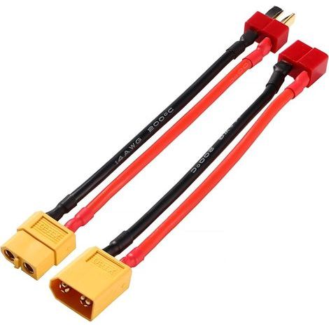 XT-60 Stecker-auf-Buchse-T-Stecker-Adapter und XT-60 Stecker-auf-Buchse-T-Stecker-Adapter, mit 10 cm langem 14AWG Silikonkabel, für RC-Akkuladegerät und Regler (1/5)