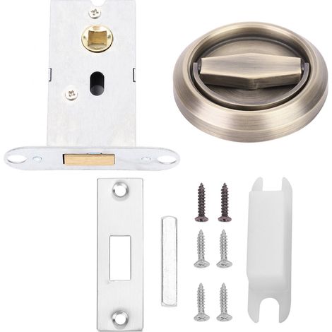 Serrure de porte en acier inoxydable avec poignée et anneau de traction pour porte de placard, tiroir ou armoire - Bronze (1/5)