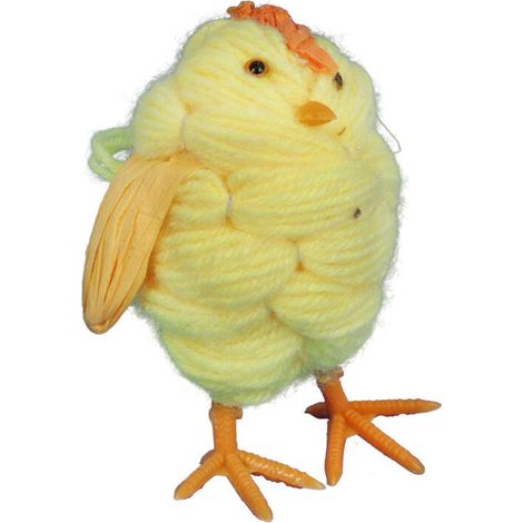 Statuetta di pollo in filo giallo, 10 cm - Decorazione per Pasqua e altre festività