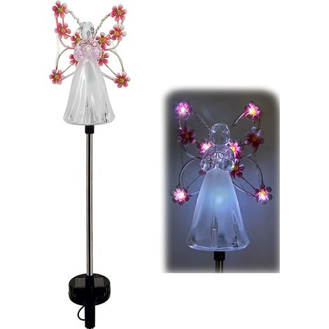 Piquet de jardin en forme d'ange ailé, alimenté à l'énergie solaire, avec éclairage LED écoénergétique et cellule photoélectrique pour allumage automatique au crépuscule.-AquaForge (1/5)
