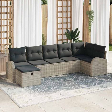 Set di divani con cuscino Grigio chiaro polyrattan vidaXL (1/5)