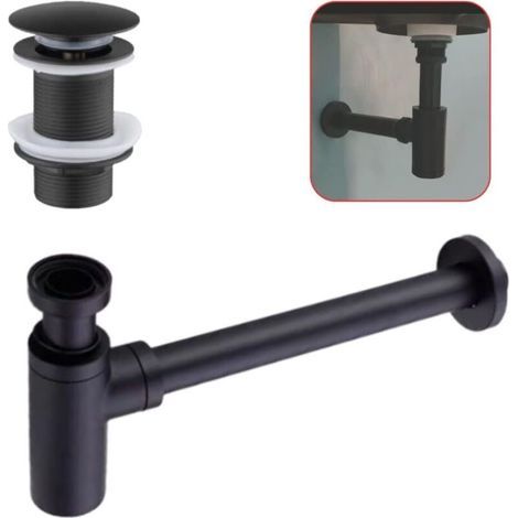 Tuyau d'évacuation pour lavabo de salle de bain avec bonde escamotable, sans trop-plein, tuyau de siphon escamotable 1/4 x 32 mm, bouchon de vidange. (1/4)