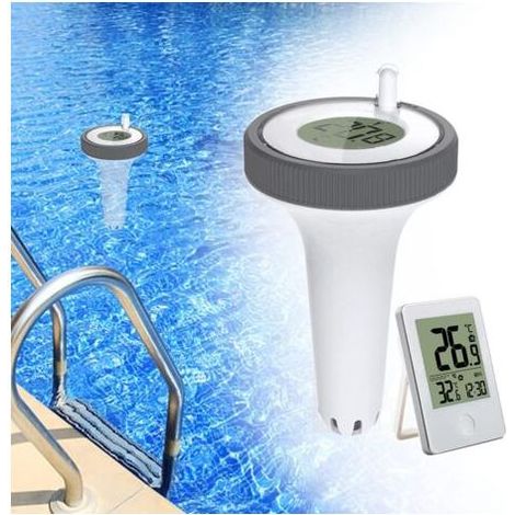 Thermomètre Intérieur et Extérieur Flottant sans Fil,Piscine Thermomètre Flottant Jauge,Thermomètre de Piscine Numérique avec écran LCD pour Bassin de Spa de Piscine Intérieure Extérieure 1jeu TONCHEA (1/5)