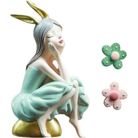 Support de ventilation voiture fille fleur résine, clip parfumé coloré, décoration intérieure auto, charme conditionneur d'air (1/5)