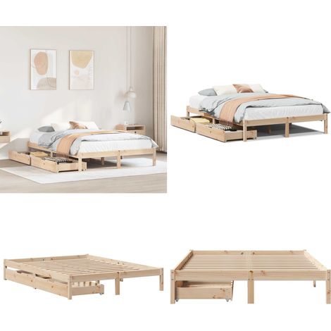 vidaXL Massivholzbett ohne Matratze 120x190 cm Kiefernholz