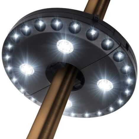 Lampes pour Parasol Patio Parapluie Light 3 Mode de luminosité 28 lumières LED à 220 Lux- 4 x AA à piles, Parapluie bâton léger pour parapluies de terrasse, le camping, tentes (1/5)