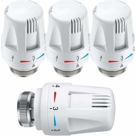 BARKBUSTERS Tête Thermostatique, 4 Pièces Thermostat, Tête De Rechange De Valve De Radiateur Standard M30 X 1,5 Contrôle De La Température, Blanc (1/4)
