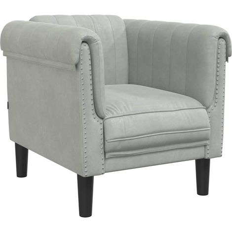 Fauteuil de Salon,Chaise,Fauteuil gris clair Velours CFW216765 (1/5)