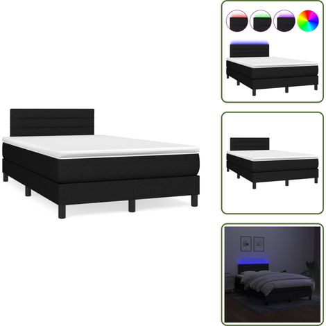 Boxspringbett mit Matratze & LED Schwarz 120x190 cm Stoff - Boxspringbett - Doppelbett - Schlafsofa - Bettenrahmen - Bettdecke (1/5)