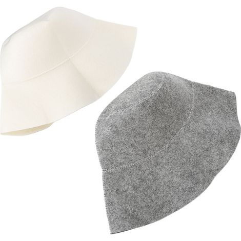 Chapeau de sauna en feutre absorbant l'eau, protection de la tête, chapeau de sauna et de hammam pour hommes et femmes, blanc et gris. (1/5)