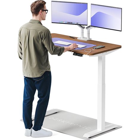 Desktronic Bureau assis debout HomeOne - 120x60cm - Blanc/Noyer
