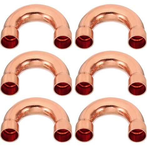 6pcs Raccord Coudé Cuivre pour Tuyaux Gaz, 16mm Raccord Tuyau d'Arrosage Durite Essence, Raccords Tuyauterie à Pression pour HVAC Climatisation Plomberie, Épaisseur 1mm -