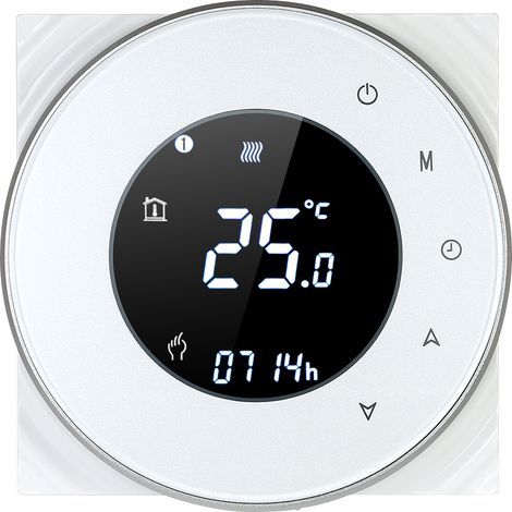 Programmable gas boiler heating thermostat, dry contact temperature controller, LCD touchscreen with backlight, voice control, compatible with Amazon Echo/Home/IFTTT (1/5)