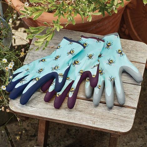 3x Briers All Rounder Seasons Bee Multi Grip Gardening Utility Gloves Medium 8