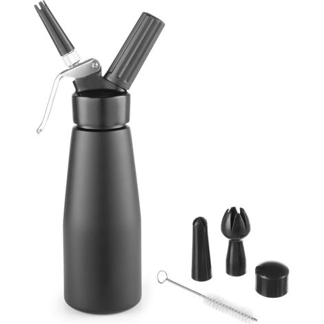 Sifón para nata montada N2O Kitchen Line (SET + 3 boquillas, 0,5 l) - Negro - HENDI 588420