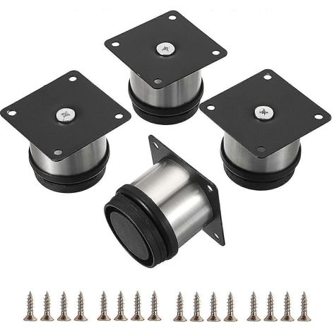 4 pieds de meubles en acier inoxydable de 5 cm (2 pouces), patins de protection pour meubles, petits pieds de table en métal, pieds de canapé, pieds de rechange réglables en métal argenté pour meubles (1/5)