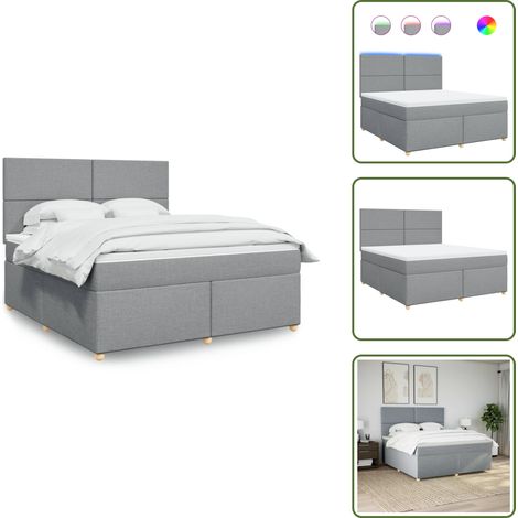 Sommier à lattes de lit avec matelas Gris clair 180x200cm Tissu - Sommier À Lattes De Lit - Sommiers À Lattes De Lit - Lit - Meuble De Chambre À Coucher (1/5)