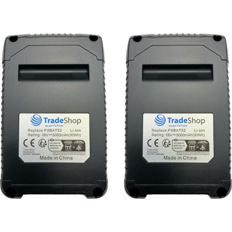 2x Trade-Shop Li-Ion Akku 18V 5000mAh für Einhell Freelexo 300, 350, 400 BT, 450 BT, 500, 600 BT, 750, 800, 900, Cam 350, Cam 500, Kit 600, Smart 750 (1/4)
