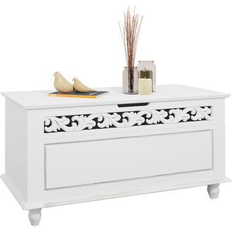 CASARIA® Cassapanca con Contenitore 80x40x48 cm in Legno Stile Rustico Capienza 100 Kg Colore Bianco cassapanca Jersey