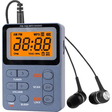 Radio Portable AM/FM Rechargeable – Tuning Numérique à Haute Sensibilité, Lecteur MP3, Écouteurs Stéréo, Grand Écran LCD, Slot Carte TF, Radio Transistor pour Jogging, Gym et Camping, Couleur Bleue (1/5)