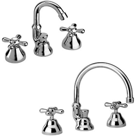 Set rubinetti per bagno doppia a tre fori in colore cromo Paini Liberty KITLIB1CR (1/5)