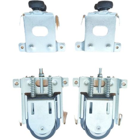 2 pièces Roulette Porte Coulissante placard, pour porte de garde-robe,rouleaux,armoire Runners Guides,guides avec tampon amortisseur, en Nylon, argent (1/4)